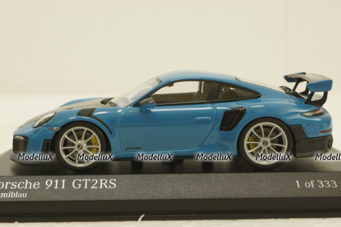 Porsche 911 (991 II) GT2 RS with silver rims 2018 lightblue, 413067275, Minichamps 1:43