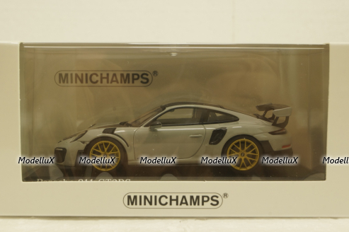 Porsche 911 (991/2) GT2 RS with gold rims 2018 lightgrey, 413 067288, Minichamps 1:43