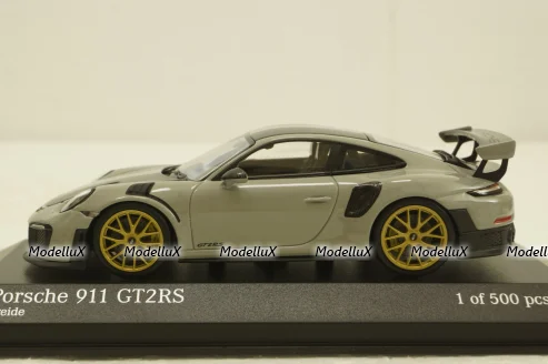 Porsche 911 (991/2) GT2 RS with gold rims 2018 lightgrey, 413 067288, Minichamps 1:43