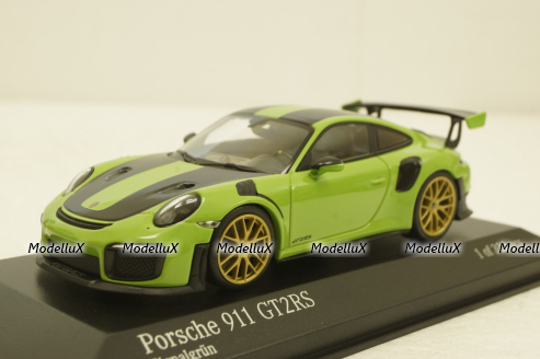 Porsche 911 (991 II) GT2 RS with gold rims 2018 green, 413067283, Minichamps 1:43