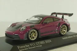Porsche 911 (992) GT3 RS with Weissach-Package, rubin red/golden rims and black décor, 413062123, Minichamps 1:43 