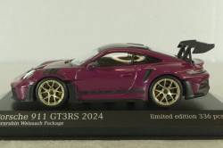 Porsche 911 (992) GT3 RS with Weissach-Package, rubin red/golden rims and black décor, 413062123, Minichamps 1:43