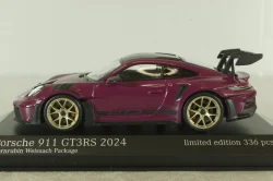 Porsche 911 (992) GT3 RS with Weissach-Package, rubin red/golden rims and black décor, 413062123, Minichamps 1:43 