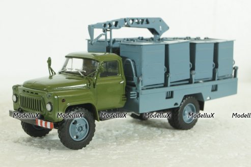 М-30 (53) мусоровоз М-30, на шасси Газ-53 (ранний), хаки/синий, Автоистория 1:43
