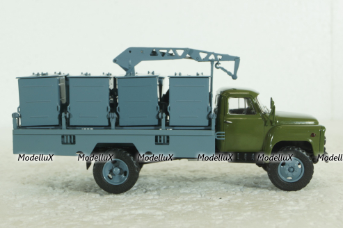 М-30 (53) мусоровоз М-30, на шасси Газ-53 (ранний), хаки/синий, Автоистория 1:43