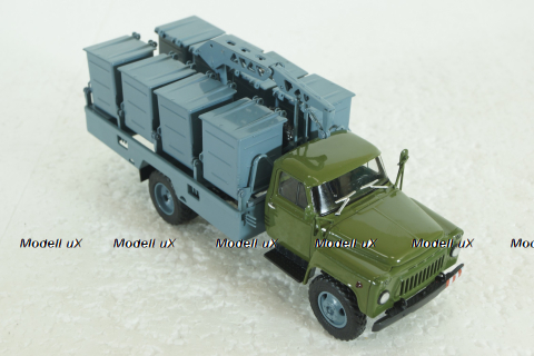 М-30 (53) мусоровоз М-30, на шасси Газ-53 (ранний), хаки/синий, Автоистория 1:43