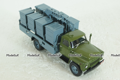 М-30 (53) мусоровоз М-30, на шасси Газ-53 (ранний), хаки/синий, Автоистория 1:43