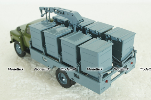 М-30 (53) мусоровоз М-30, на шасси Газ-53 (ранний), хаки/синий, Автоистория 1:43