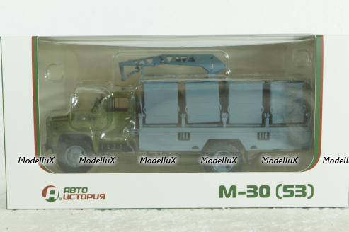 М-30 (53) мусоровоз М-30, на шасси Газ-53 (ранний), хаки/синий, Автоистория 1:43