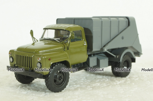 53М мусоровоз бункерного типа на шасси Газ-53 1967, хаки/серый, 103160, Автоистория 1:43