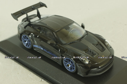 Porsche 911 (992) GT3 RS with Weissach-Package, blue/black rims and black décor, 413062109, Minichamps 1:43  