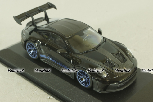 Porsche 911 (992) GT3 RS with Weissach-Package, blue/black rims and black décor, 413062109, Minichamps 1:43  