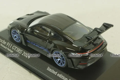 Porsche 911 (992) GT3 RS with Weissach-Package, blue/black rims and black décor, 413062109, Minichamps 1:43  