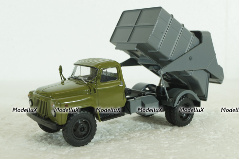 53М мусоровоз бункерного типа на шасси Газ-53 1967, хаки/серый, 103160, Автоистория 1:43