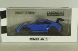 Porsche 911 (992) GT3 RS with Weissach-Package, black/ blue rims and blue décor, 413062122, Minichamps 1:43   