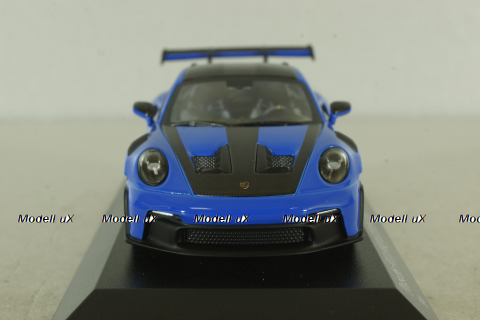 Porsche 911 (992) GT3 RS with Weissach-Package, black/ blue rims and blue décor, 413062122, Minichamps 1:43   