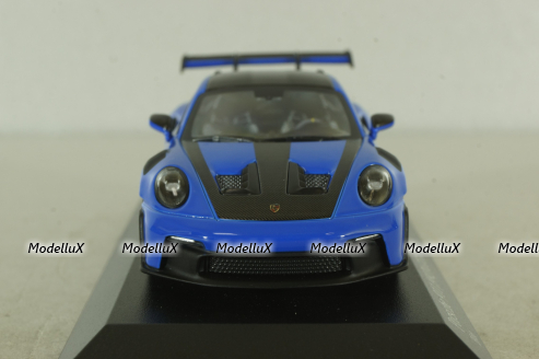 Porsche 911 (992) GT3 RS with Weissach-Package, black/ blue rims and blue décor, 413062122, Minichamps 1:43   