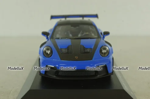 Porsche 911 (992) GT3 RS with Weissach-Package, black/ blue rims and blue décor, 413062122, Minichamps 1:43   