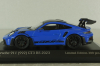 Porsche 911 (992) GT3 RS with Weissach-Package, black/ blue rims and blue décor, 413062122, Minichamps 1:43   