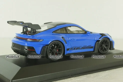 Porsche 911 (992) GT3 RS with Weissach-Package, black/ blue rims and blue décor, 413062122, Minichamps 1:43   