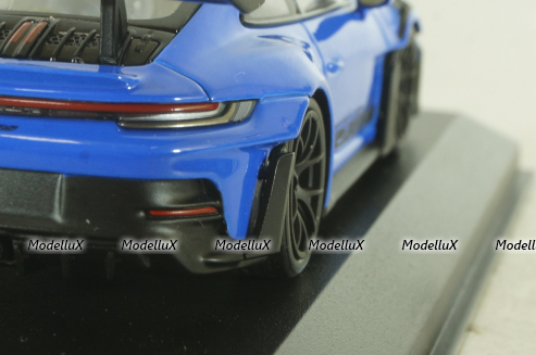 Porsche 911 (992) GT3 RS with Weissach-Package, black/ blue rims and blue décor, 413062122, Minichamps 1:43   