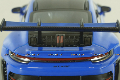 Porsche 911 (992) GT3 RS with Weissach-Package, black/ blue rims and blue décor, 413062122, Minichamps 1:43   