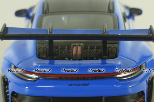 Porsche 911 (992) GT3 RS with Weissach-Package, black/ blue rims and blue décor, 413062122, Minichamps 1:43   