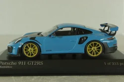 Porsche 911 (991 II) GT2 RS with Weissach Package, blue/golden rims, 413067274, Minichamps 1:43