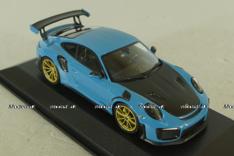 Porsche 911 (991 II) GT2 RS with Weissach Package, blue/golden rims, 413067274, Minichamps 1:43