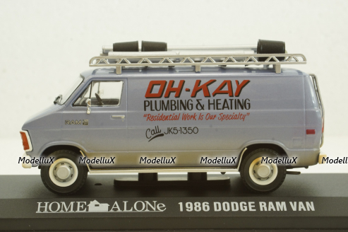 Dodge Ram Van 1986 Movie Home Alone (1990) silver, 86560, Greenlight 1:43