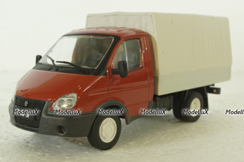 Газ-3302 Газель, с тентом, красный/серый, Автолегенды СССР 1:43