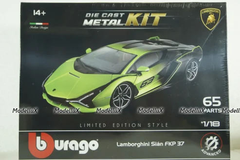 Lamborghini Sian FKP 63 Hybrid 2020, KIT, Green/Black, BU15059, Burago 1:18