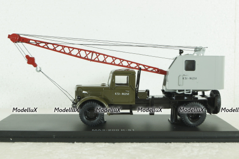 Маз-200 К-51, зеленый/серый, автокран, SSM1164, SSM 1:43
