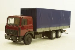 Маз-6303 борт с тентом 1985г бордовый/серый, АвтоИстория 1:43