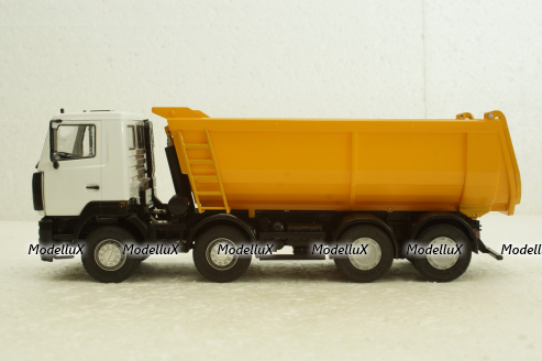 Маз-6516 8х4 самосвал, белый/желтый, АвтоИстория 1:43