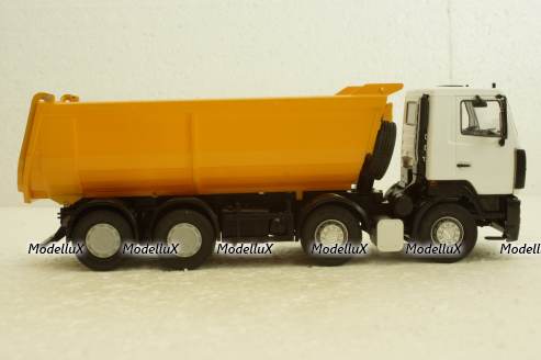 Маз-6516 8х4 самосвал, белый/желтый, АвтоИстория 1:43