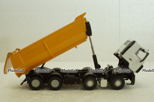 Маз-6516 8х4 самосвал, белый/желтый, АвтоИстория 1:43
