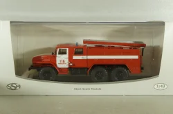 АЦ-40 (43202) ПМ-102Б пожарная автоцистерна на шасси Урал-43202 с бел. полосами, SSM1234B, SSM 1:43 Вариант 2!