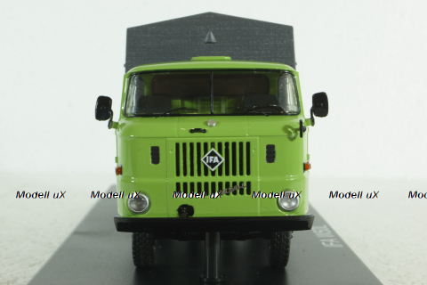 IFA W50L flatbed truck with tent, green grey, SSM1464, SSM 1:43