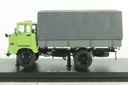 IFA W50L flatbed truck with tent, green grey, SSM1464, SSM 1:43