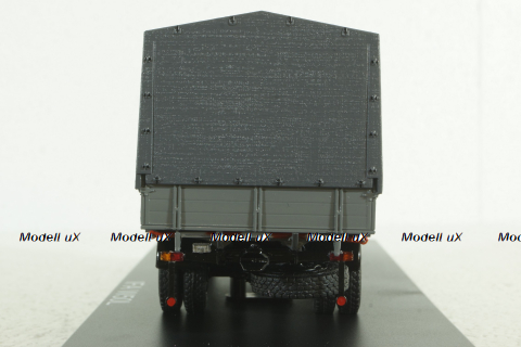 IFA W50L flatbed truck with tent, green grey, SSM1464, SSM 1:43