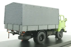 IFA W50L flatbed truck with tent, green grey, SSM1464, SSM 1:43