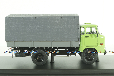 IFA W50L flatbed truck with tent, green grey, SSM1464, SSM 1:43