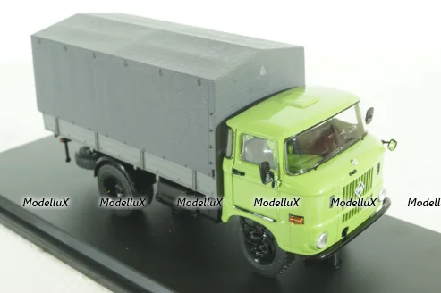 IFA W50L flatbed truck with tent, green grey, SSM1464, SSM 1:43