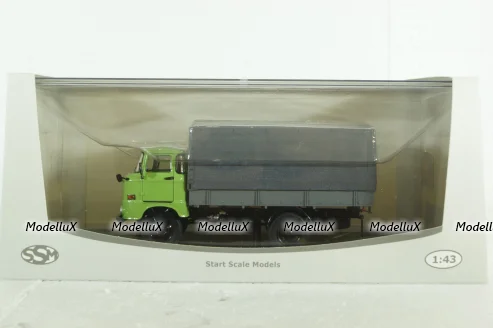 IFA W50L flatbed truck with tent, green grey, SSM1464, SSM 1:43