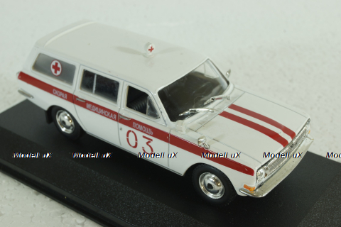 Газ-2403, Скорая, белая в боксе, Автолегенды СССР 1:43