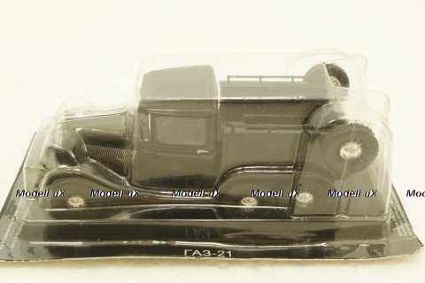Газ-21, трехосный, черный, Автолегенды СССР №113, 1:43 с журналом