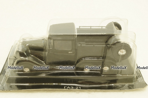 Газ-21, трехосный, черный, Автолегенды СССР №113, 1:43 с журналом