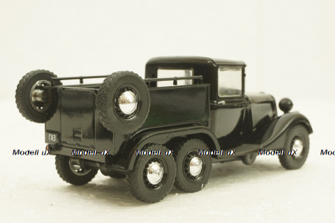 Газ-21, трехосный, черный, Автолегенды СССР №113, 1:43 с журналом