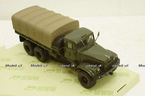 Краз-255Б борт с тентом зеленый 1969 зеленый, Н289, Наш Автопром 1:43